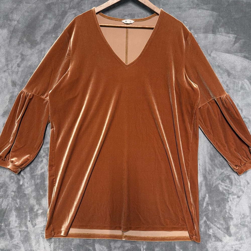 Madewell Velvet Balloon Dress Womens 2X‎ Gold Knee Length Party Holiday